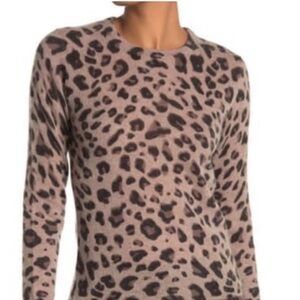 Magaschoni 100% Cashmere Leopard Animal Print Pullover Sweater. Women’s Medium